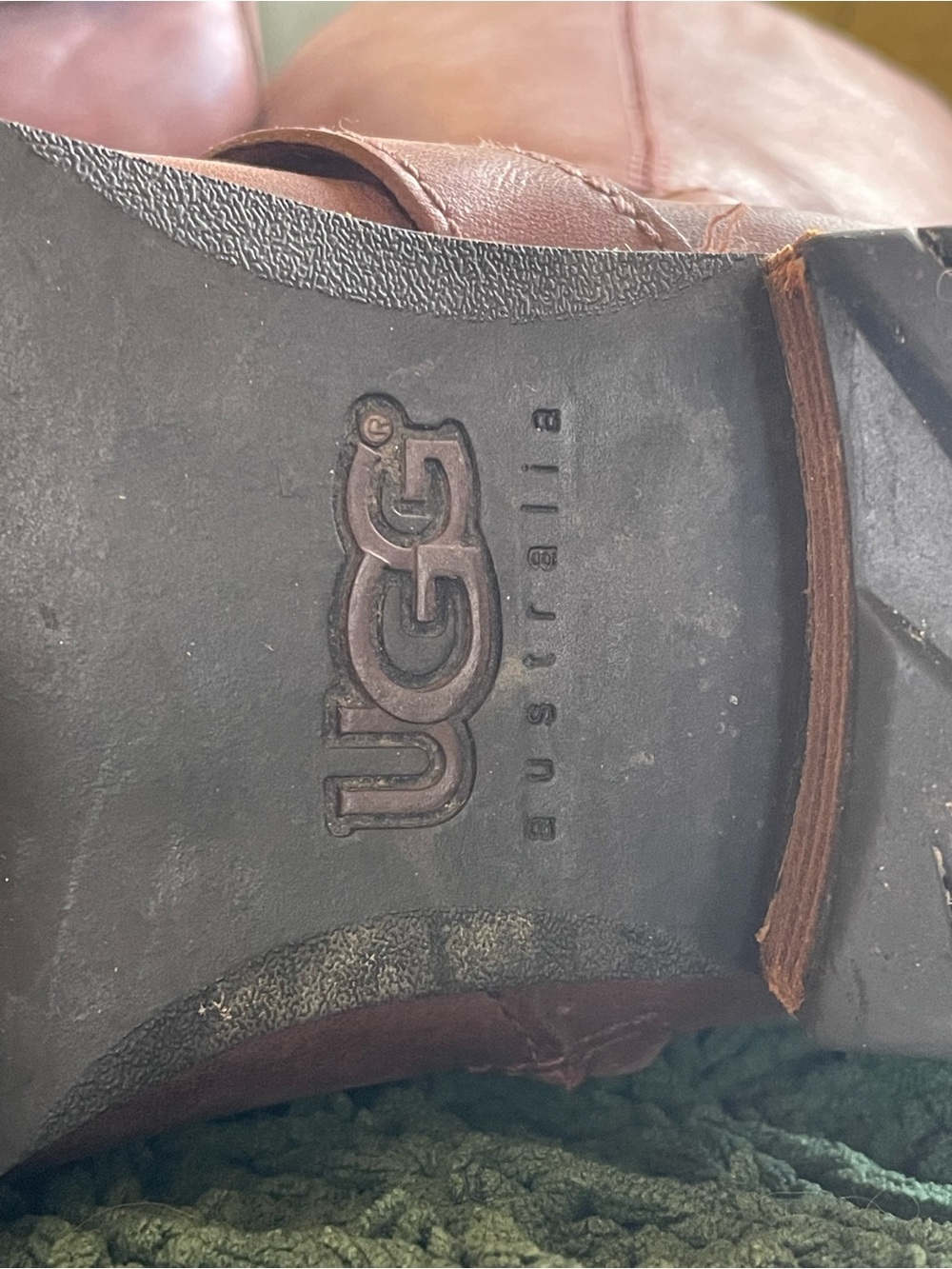 UGG Australia Vintage Chestnut Brown Leather Sherpa Line Branded Boots Comfy Y2K - Picture 16 of 16